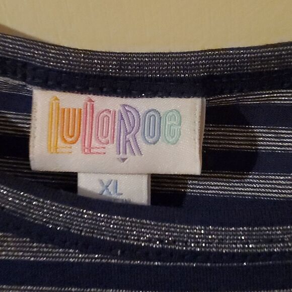 LuLaRoe Navy and Silver Dress  XL - Picture 2 of 5